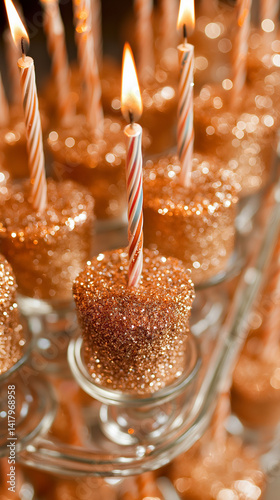 An abstract image featuring birthday and party elements close up in vibrant colors.
