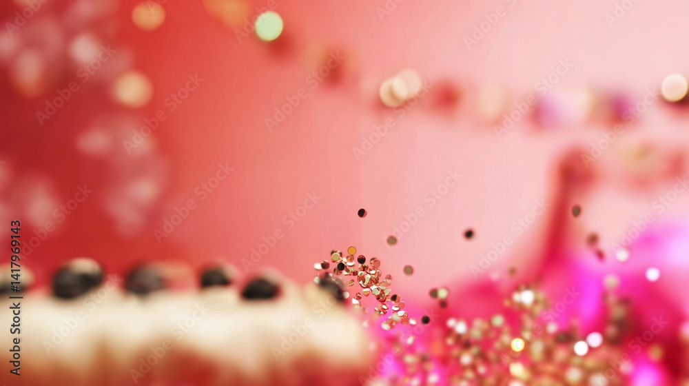 An abstract image featuring birthday and party elements close up in vibrant colors.