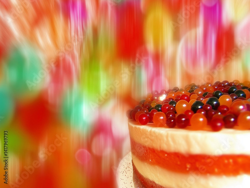 An abstract image featuring birthday and party elements close up in vibrant colors.