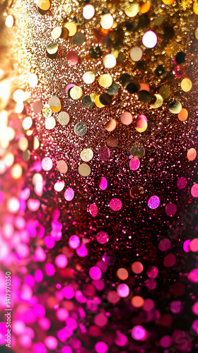 An abstract image featuring birthday and party elements close up in vibrant colors.