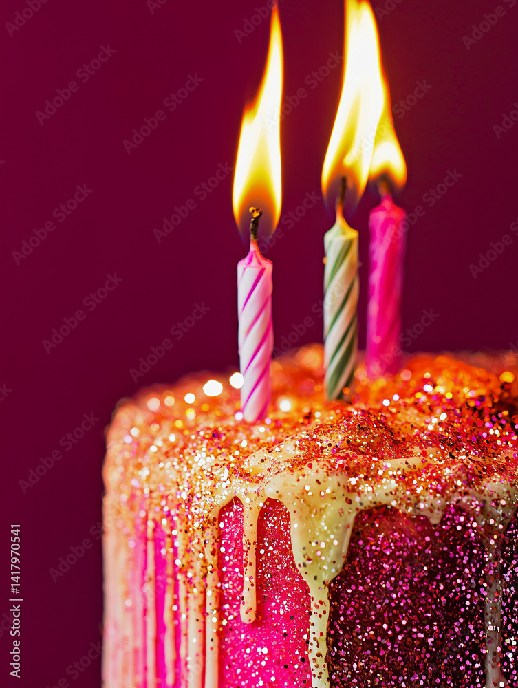 An abstract image featuring birthday and party elements close up in vibrant colors.