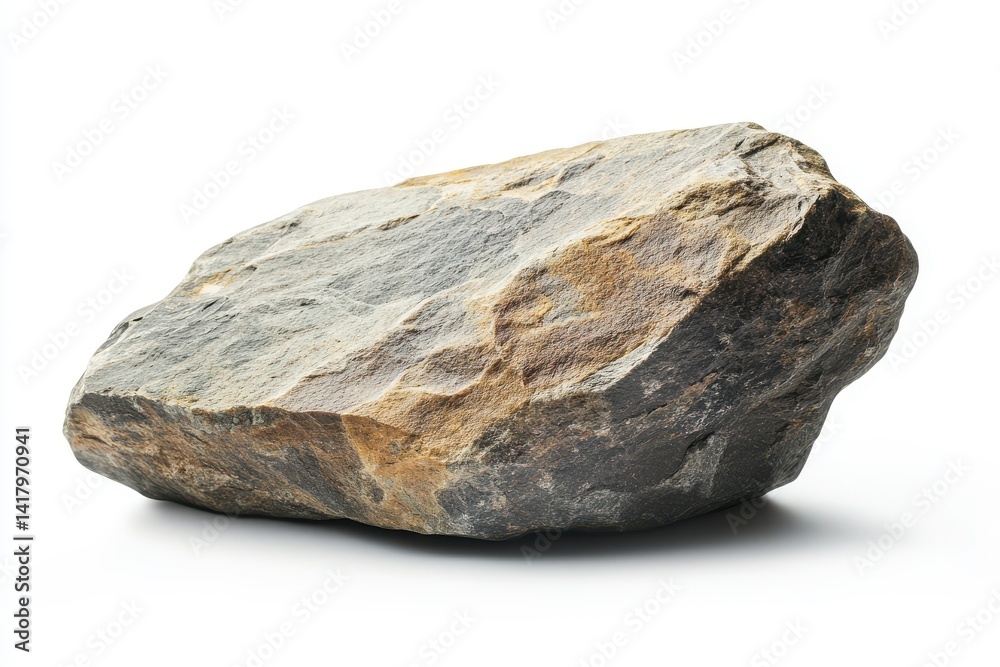 Fototapeta premium Single natural stone isolated on white background for geology, design, or nature concept