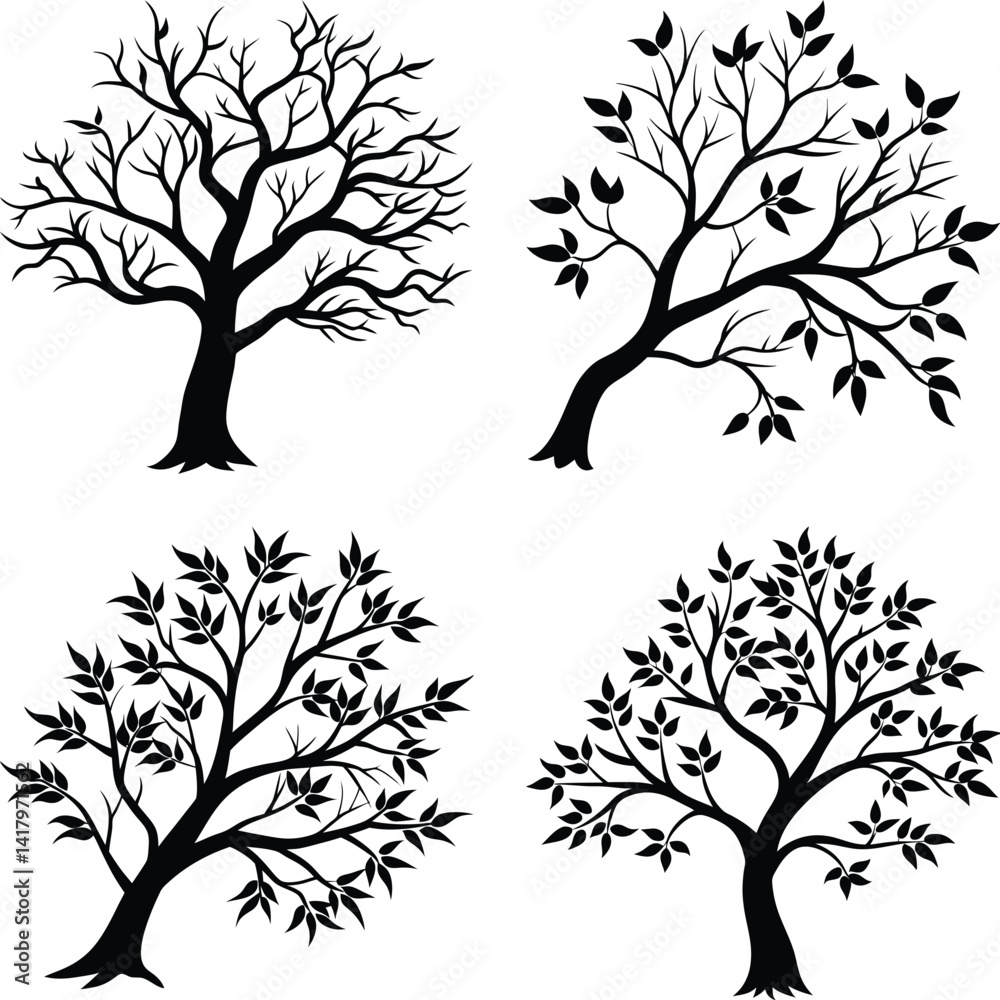 Obraz premium Tree Branch Silhouette vector illustration