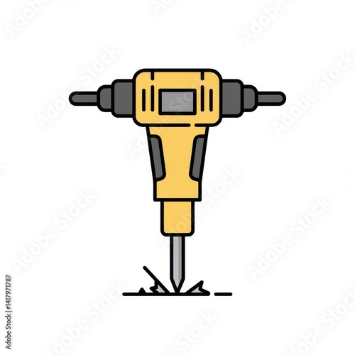 Jackhammer Icon: Pneumatic Hammer Tool for Construction and Repair