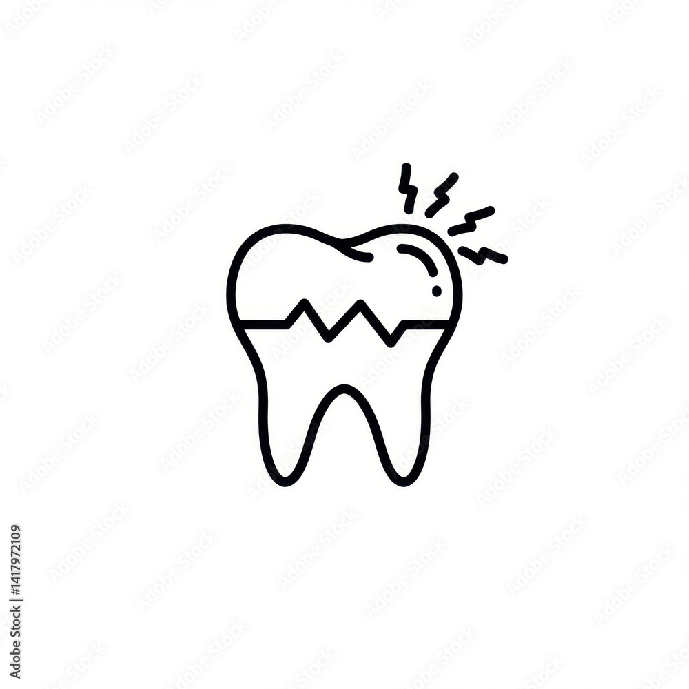 Toothache Line and Glyph Icon Toothache Line and Glyph Icon