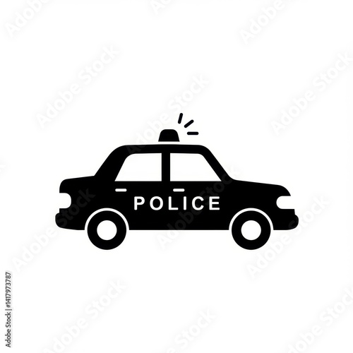 Editable Solid Style Police Car Icon for Vector Graphics