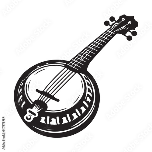 Iconic Banjo silhouette, playing melodies that tell a story – Banjo illustration – Banjo vector – Musical instrument silhouette

