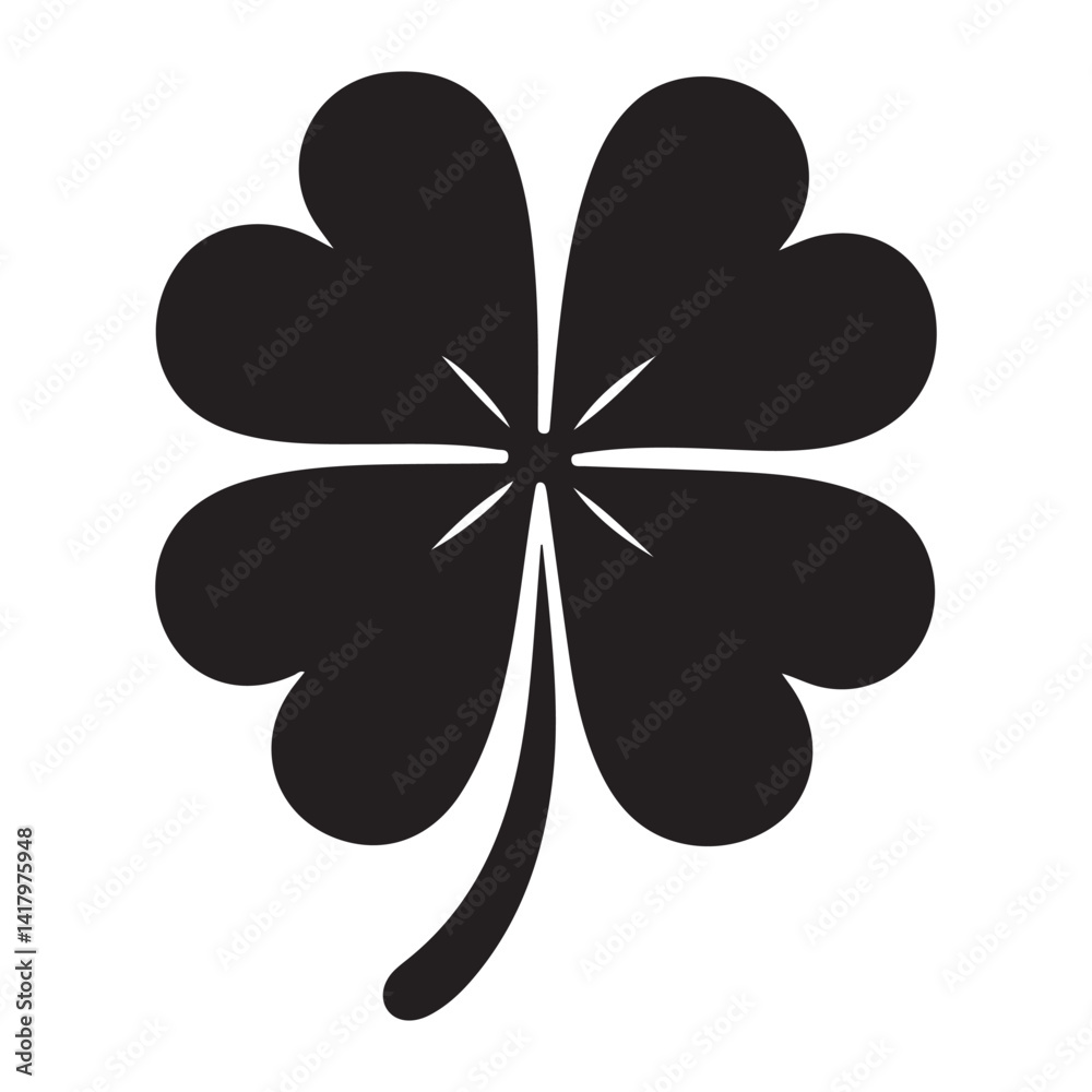 Lucky Four Leaf Clover Silhouette Vector Illustration Irish Symbol Lucky Four Leaf Clover Silhouette Vector Illustration Irish Symbol