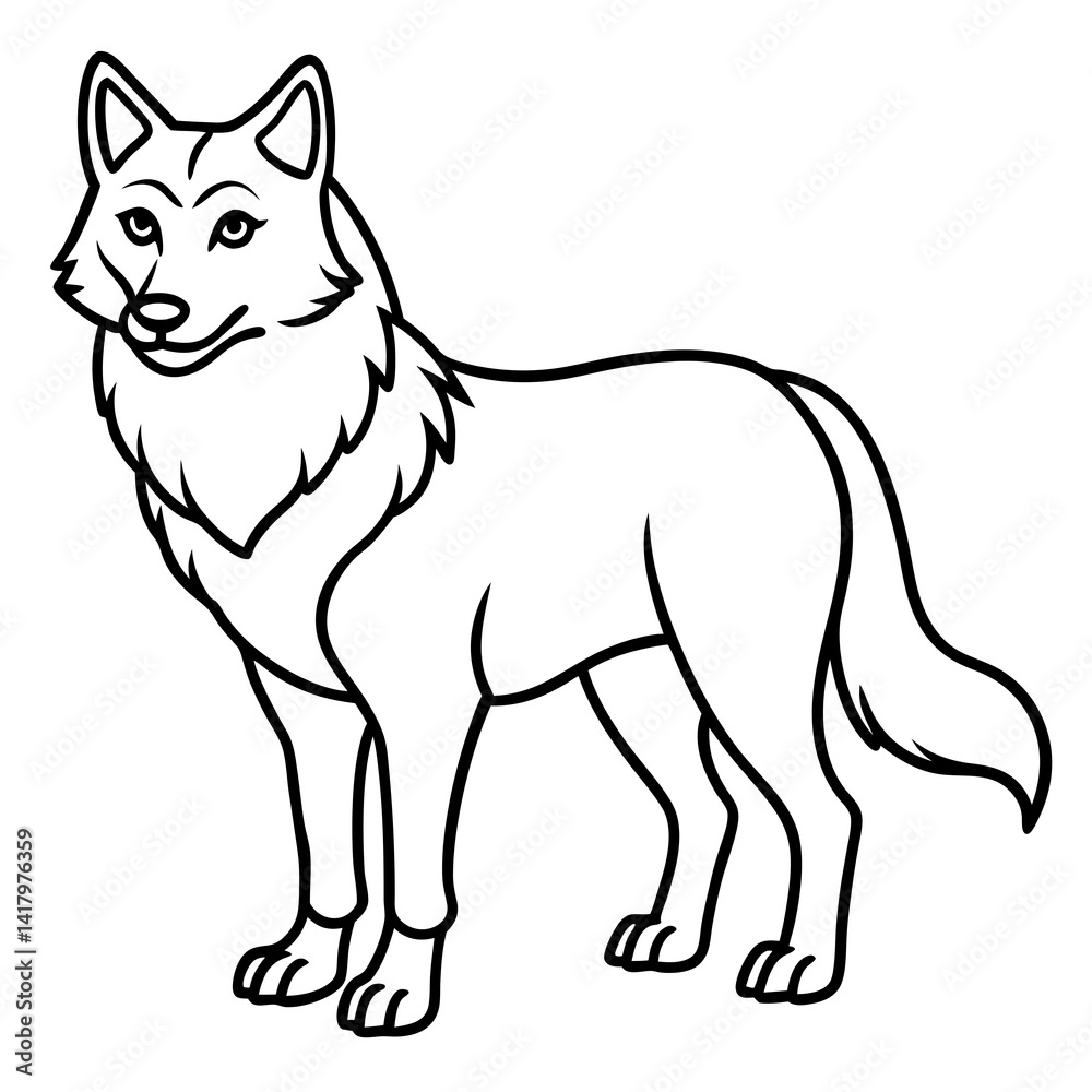 Obraz premium Minimalist Wolf Line Art Vector