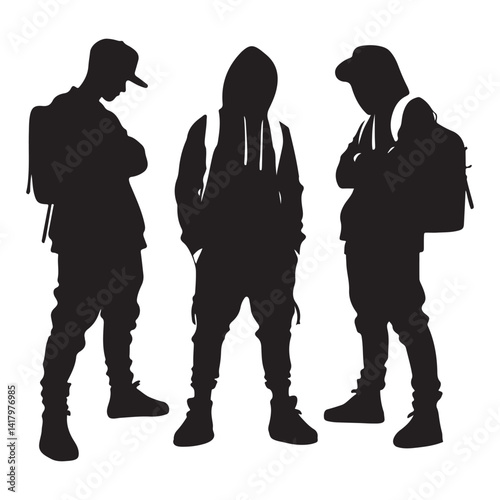 Urban Youth Silhouette Illustration With Style and Attitude Vector