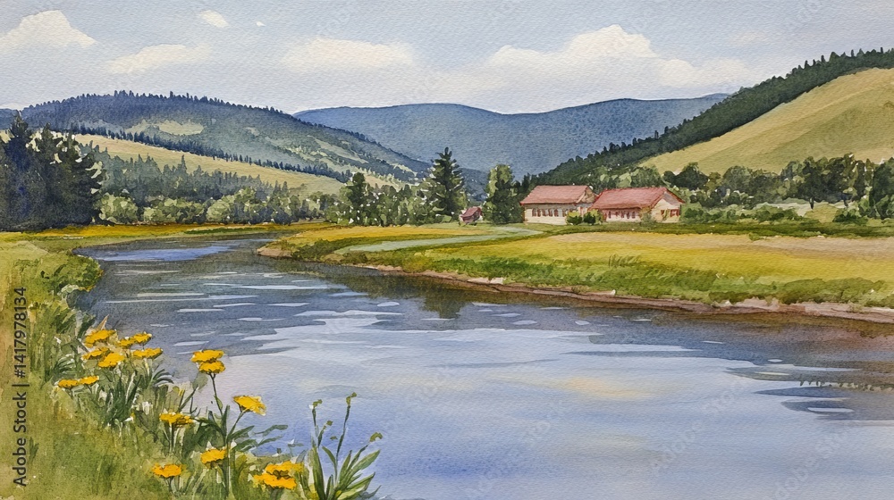 Serene River Valley Reflections on Water and Land Serene River Valley Reflections on Water and Land