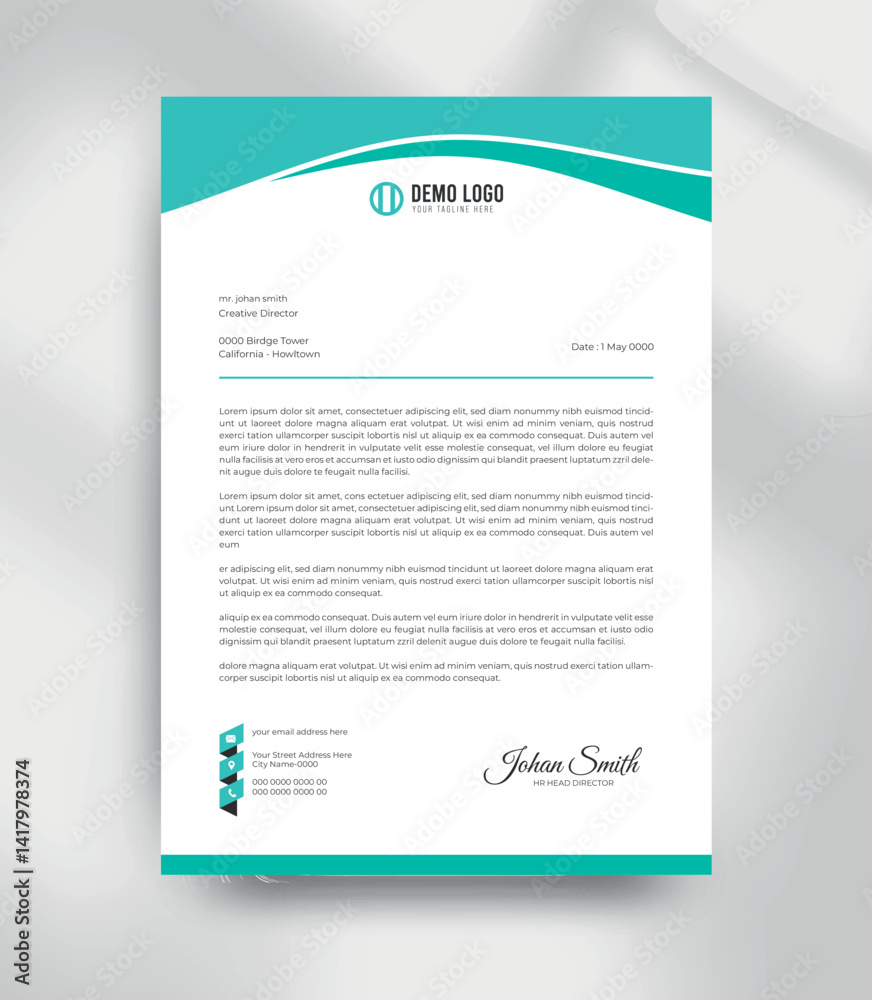 Clean Modern Letterhead Template for Business and Corporate Use Clean Modern Letterhead Template for Business and Corporate Use