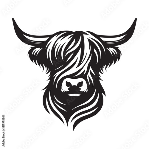 Majestic Highland Cow Silhouette Vector Illustration for Scottish Designs