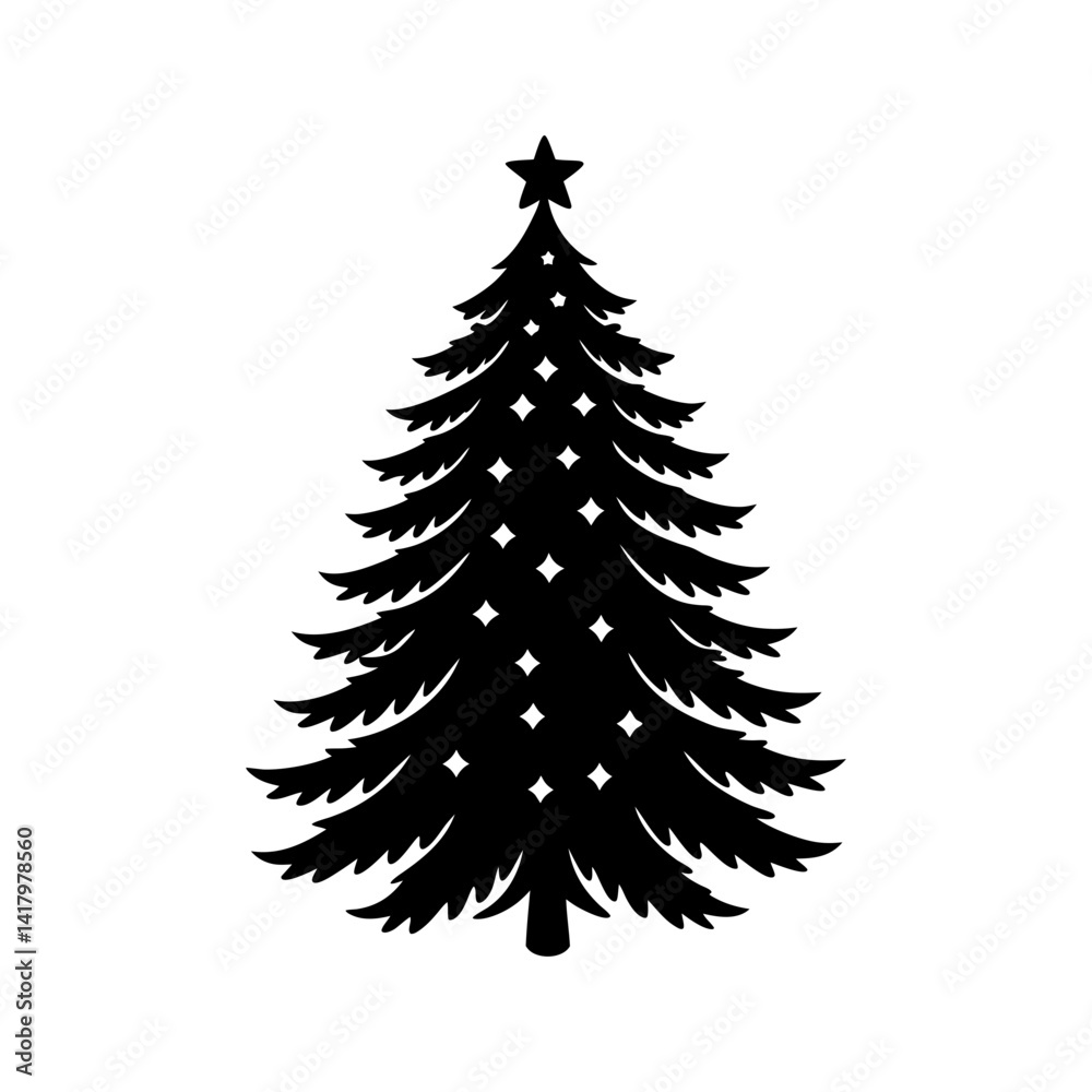 Fototapeta premium Simple Christmas Tree Silhouette vector illustration