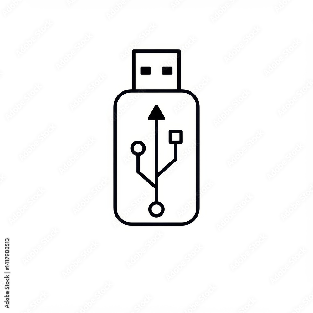 Outlined USB Icon for Easy Recognition Outlined USB Icon for Easy Recognition