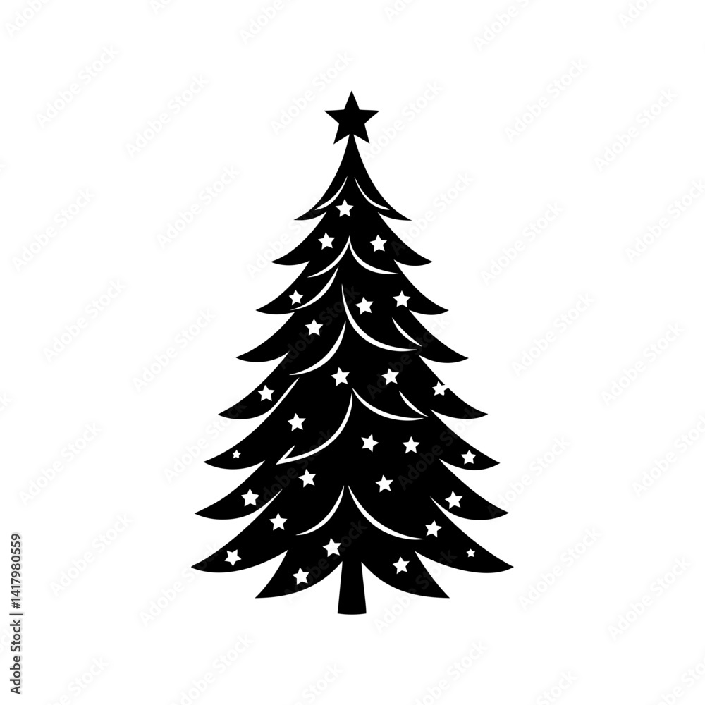 Obraz premium Simple Christmas Tree Silhouette vector illustration