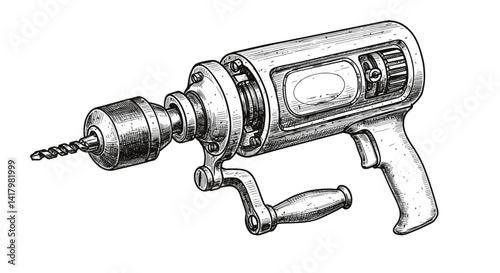 Vintage hand drill with metal chuck