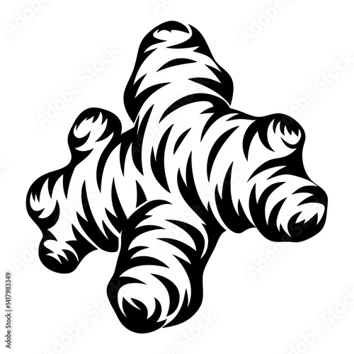 Wallpaper Mural Monochrome ginger root illustration with swirling pattern and bold tribal design Torontodigital.ca