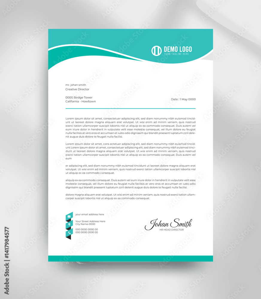 Modern Green Letterhead Template A4 Corporate Business Document Professional Office Stationery Design Modern Green Letterhead Template A4 Corporate Business Document Professional Office Stationery Design