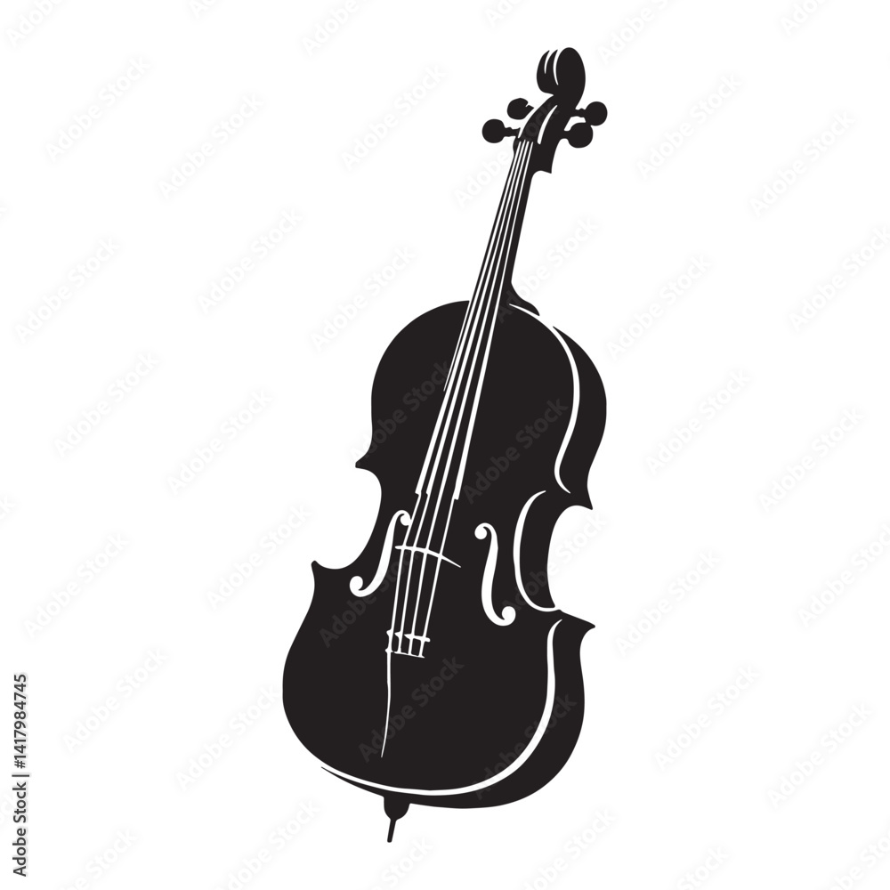 Fototapeta premium Classic Cello silhouette, capturing the emotion of the strings – Cello illustration – Cello vector – Musical instrument silhouette