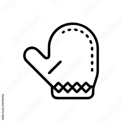 Oven mitt icon in minimalist style, simple black and white design  