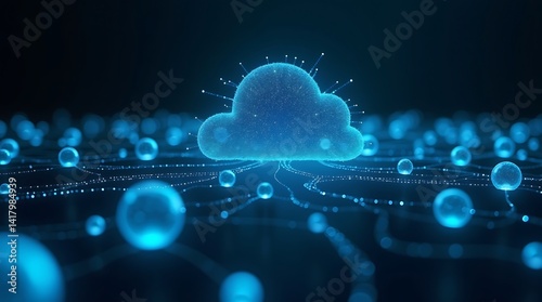 Abstract glowing cloud technology digital art