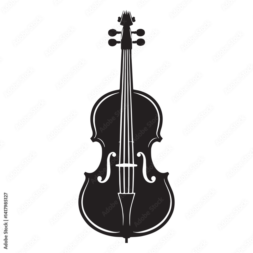 Fototapeta premium Gracious Cello silhouette, filling the room with rich tones – Cello illustration – Cello vector – Musical instrument silhouette