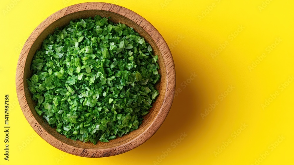 Chopped fresh herbs in a wooden bowl Chopped fresh herbs in a wooden bowl