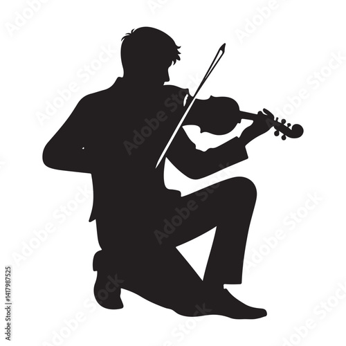Classical Violinist Silhouette Art Performing Musical Piece
