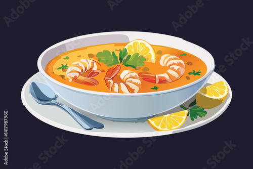 Seafood Bisque - Vector Illustration