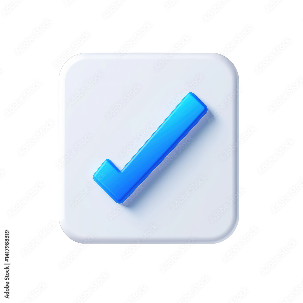 check mark icon, 3D cartoon. check mark icon, 3D cartoon.