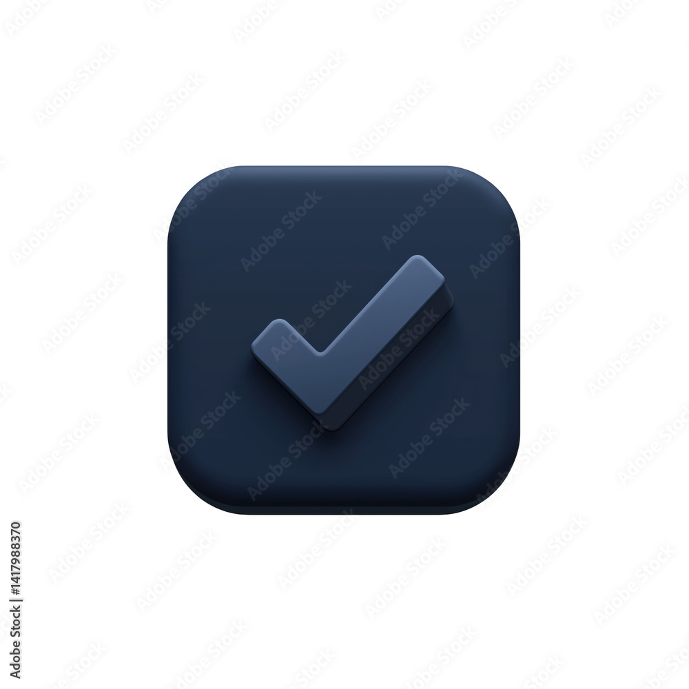 check mark icon, 3D cartoon. check mark icon, 3D cartoon.