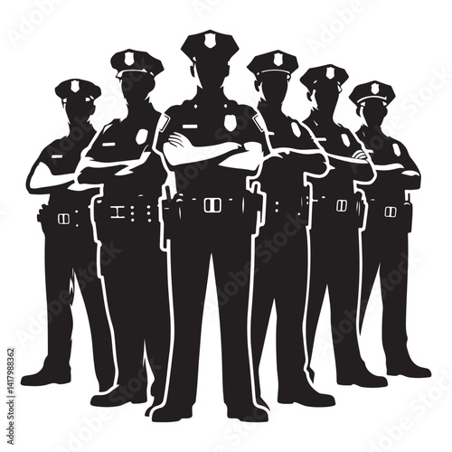 Police Officer Team Silhouette Image for Law Enforcement Campaigns