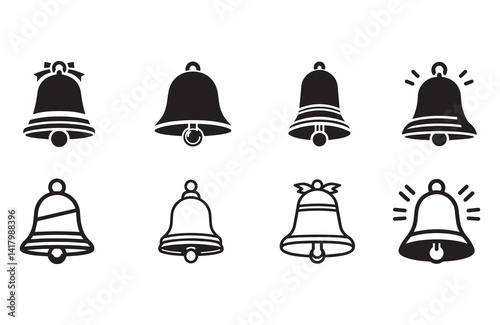 set of bell icon vector on white background
