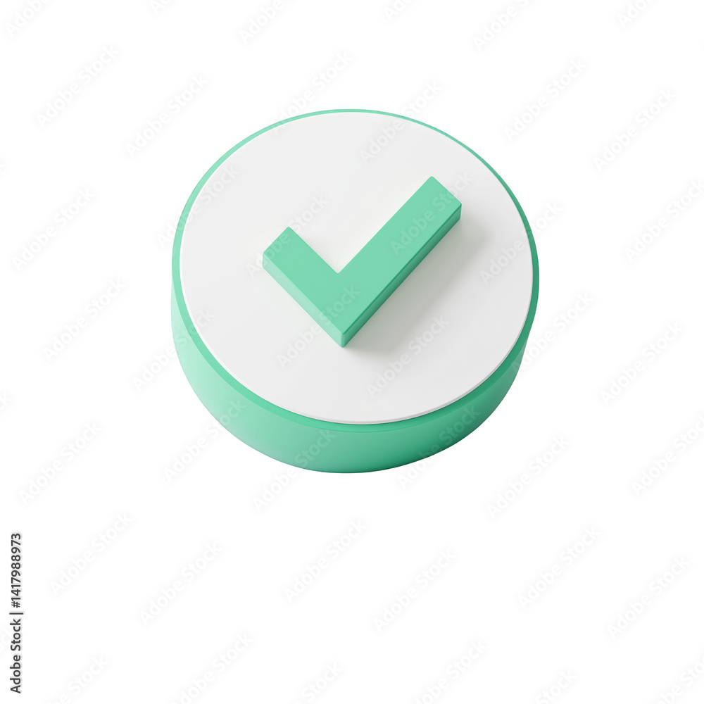 check mark icon, 3D cartoon. check mark icon, 3D cartoon.