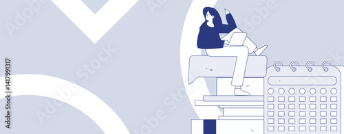 Flat vector illustration of business people operating work scene
