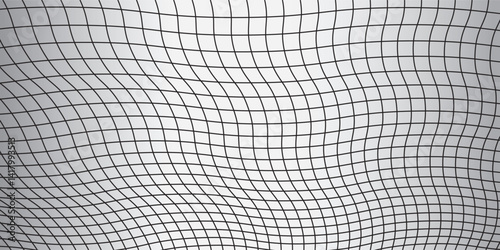 Fish net background, fishnet pattern with vector texture of fishing sport gear. Fisherman rope trap of black white grids with holes, waves and strings. Vintage thread mesh pattern for fishery, fishing