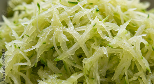 Freshly Grated Zucchini Preparation Ready For Baking Or Salad Preparation