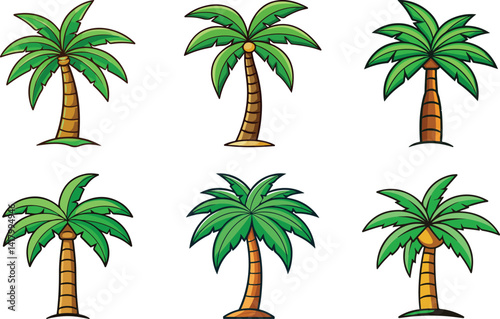 Beautiful palm tree vector art with white background.