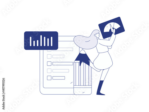 Flat vector illustration of business people operating work scene
