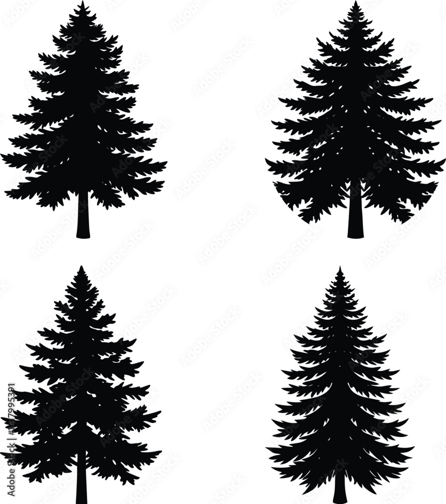 Obraz premium Pine Tree Silhouette vector illustration
