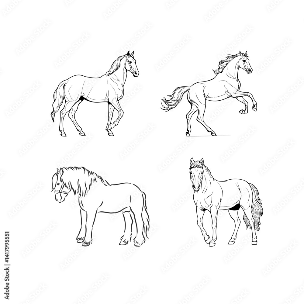 horse vector set horse vector set
