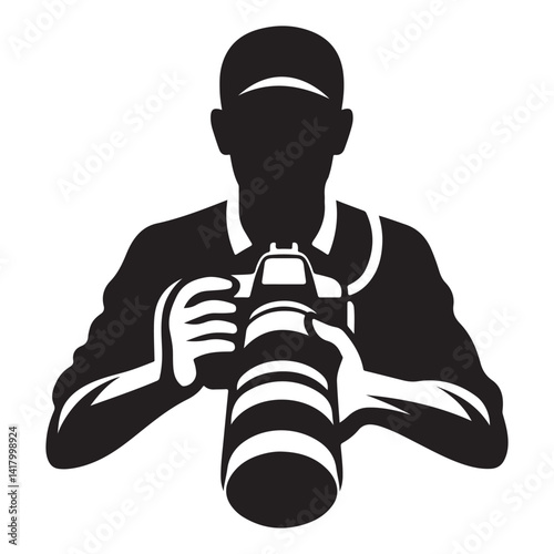 Passionate Photographer Silhouette Holding Camera for Capturing Perfect Shot
