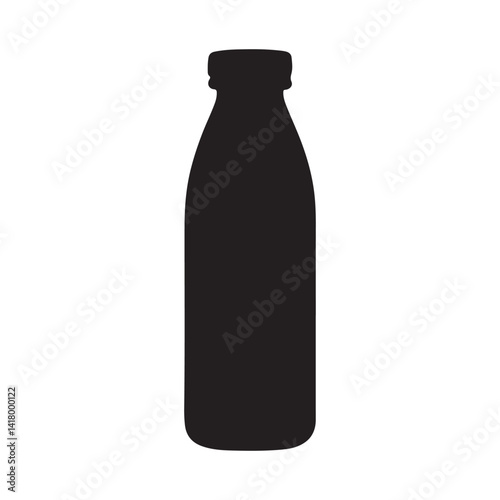 Plastic milk bottle silhouette vector flat illustration design