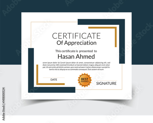 Editeble vector Appreciation & Achievement Certificate Template Design