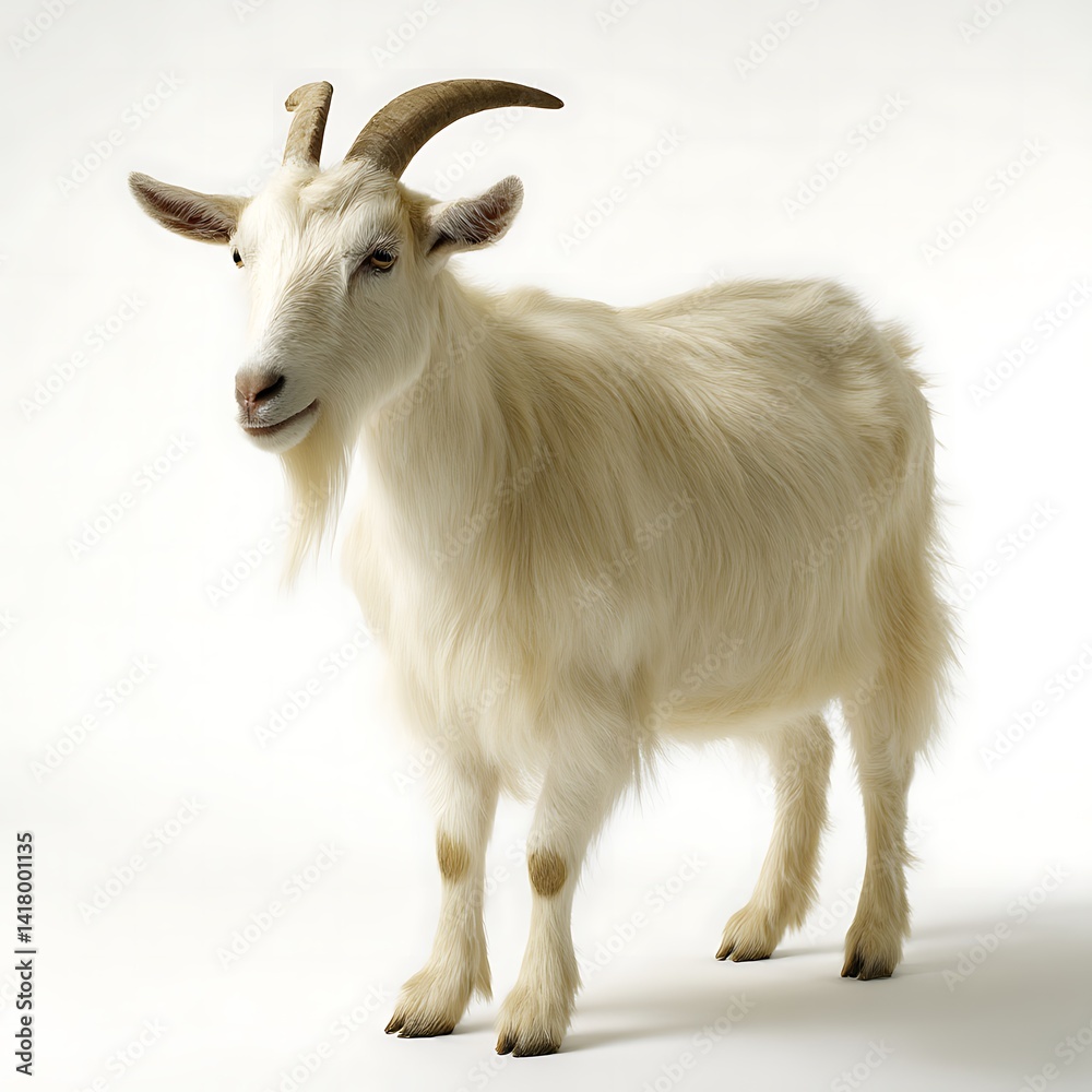 Fototapeta premium 3d Standing white goat full body shot