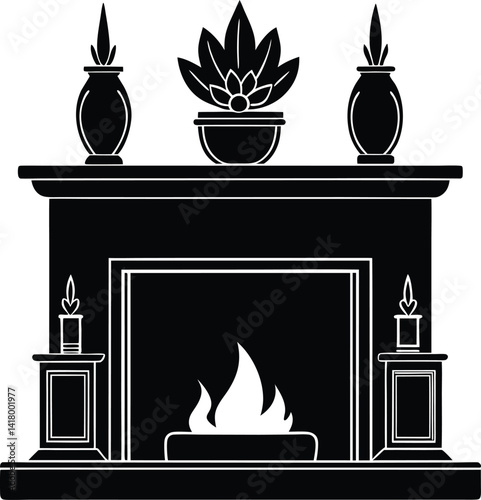 fireplace vector illustration