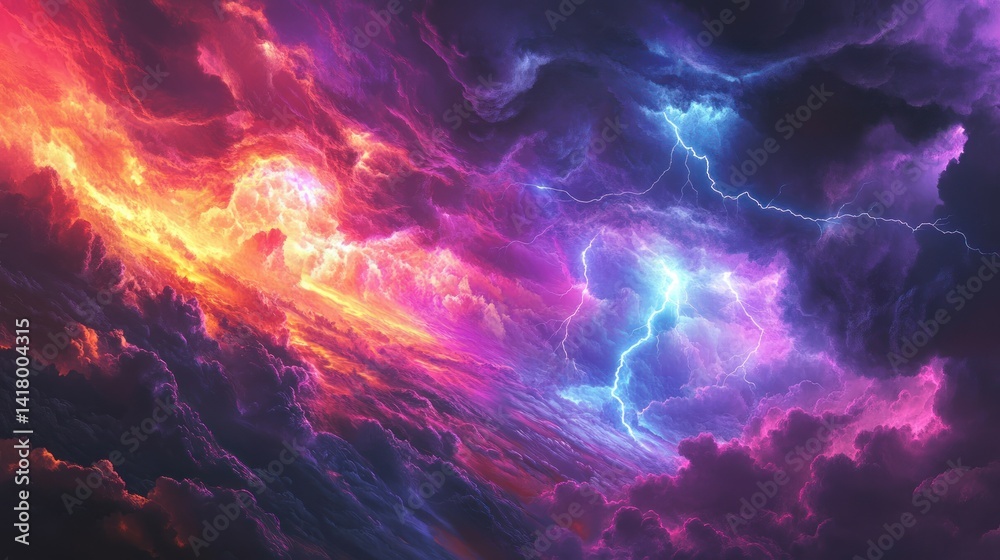 A Breathtaking Display of Electric Storms and Vibrant Celestial Colors A Breathtaking Display of Electric Storms and Vibrant Celestial Colors