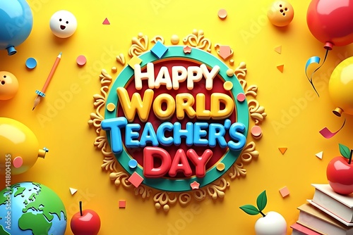 Colorful Happy World Teachers' Day Celebration Graphic .