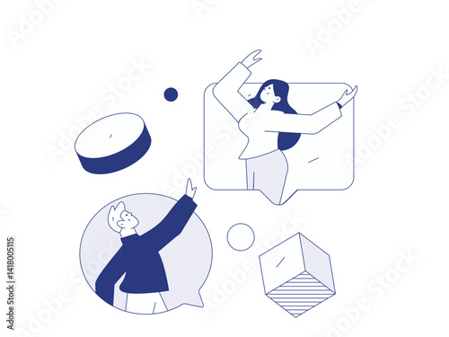 Flat vector illustration of business people operating work scene

